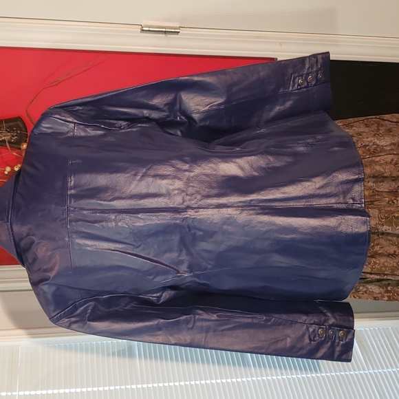 DENIM COMPANY D CO GENUINE SOFT LEATHER LINED BUTTON JACKET COAT VINTAGE - Picture 9 of 9